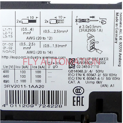 SIEMENS 3RV2011-1AA20 Motor Protection Switch 480V AC