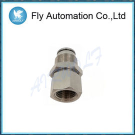 M6 * 9 Silvery Brass Tube Fittings , Internal Thread Through Connector G1 / 8