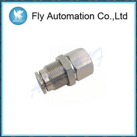 M6 * 9 Silvery Brass Tube Fittings , Internal Thread Through Connector G1 / 8