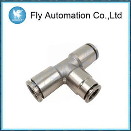 Three Connection Joint Pneumatic Tube Fittings Silvery Brass Tee Connector