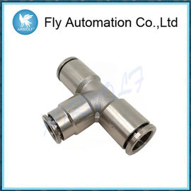 Three Connection Joint Pneumatic Tube Fittings Silvery Brass Tee Connector