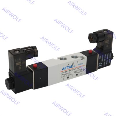 5/2 way, 5/3 way AIRTAC 4V100 Series Aluminum alloy Electric Solenoid Valves M5 1/8 with 0.15~0.8MPa Operating Pressure and -20~+70°C Working Temperature Range