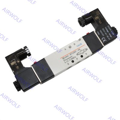 5/2 way, 5/3 way AIRTAC 4V100 Series Aluminum alloy Electric Solenoid Valves M5 1/8 with 0.15~0.8MPa Operating Pressure and -20~+70°C Working Temperature Range