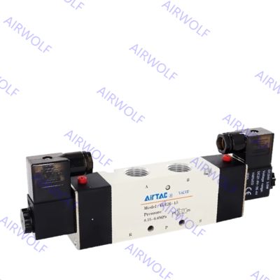 4V400 Series AIRTAC Aluminum Alloy 5/2 way, 5/3 way Electric Solenoid Valves 1/2" Port Size with 0.15~0.8MPa Operating Pressure and -20~+70°C Working Temperature Range