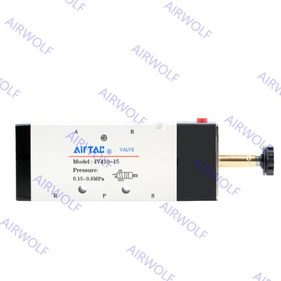 4V400 Series AIRTAC Aluminum Alloy 5/2 way, 5/3 way Electric Solenoid Valves 1/2" Port Size with 0.15~0.8MPa Operating Pressure and -20~+70°C Working Temperature Range
