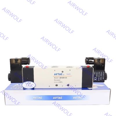 4V400 Series AIRTAC Aluminum Alloy 5/2 way, 5/3 way Electric Solenoid Valves 1/2" Port Size with 0.15~0.8MPa Operating Pressure and -20~+70°C Working Temperature Range