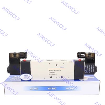 4V400 Series AIRTAC Aluminum Alloy 5/2 way, 5/3 way Electric Solenoid Valves 1/2" Port Size with 0.15~0.8MPa Operating Pressure and -20~+70°C Working Temperature Range