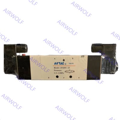 4V400 Series AIRTAC Aluminum Alloy 5/2 way, 5/3 way Electric Solenoid Valves 1/2" Port Size with 0.15~0.8MPa Operating Pressure and -20~+70°C Working Temperature Range