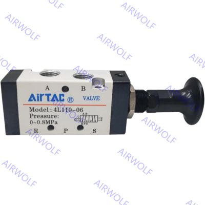 AIRTAC 4L Series 5/2 way Manual Control Direct Acting Push-pull Valves 1/8" 1/4" 3/8" 1/2" with 0~1.0MPa Operating Pressure and -20~+70°C Working Temperature Range