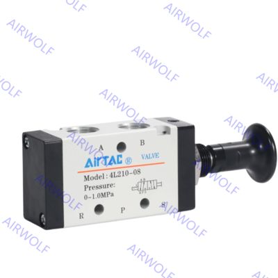 AIRTAC 4L Series 5/2 way Manual Control Direct Acting Push-pull Valves 1/8" 1/4" 3/8" 1/2" with 0~1.0MPa Operating Pressure and -20~+70°C Working Temperature Range
