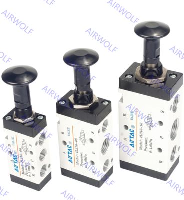 AIRTAC 4L Series 5/2 way Manual Control Direct Acting Push-pull Valves 1/8" 1/4" 3/8" 1/2" with 0~1.0MPa Operating Pressure and -20~+70°C Working Temperature Range