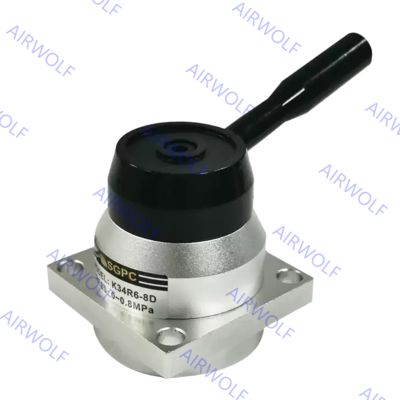 Sunrise Nielsen HV Series K34 Series 4/3 way Hand Rotary Pneumatic Manual Valve With 1/4", 3/8", 1/2" Port Size –20~+70℃ Working Temperature Range and 0~1.0MPa Operating Pressure
