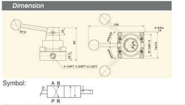 Manual Pneumatic hand valve HV-02 HV-03 HV-04 HV 3 Position 4 Way Pneumatic Hand Rotary Valve