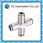 Four Way Nickel-Plated Copper Push  - In Pneumatic Brass Tube Fittings PZA Series