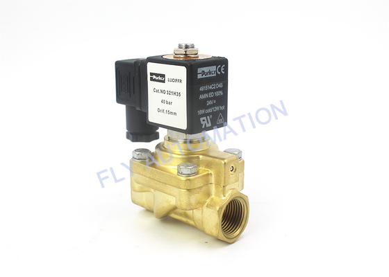 321H35 Parker Pneumatic Solenoid Valve 2 Way 24VDC Brass Normally Closed  1/2" General Purpose