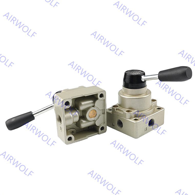 Sunrise Nielsen HV Series K34 Series 4/3 way Hand Rotary Pneumatic Manual Valve With 1/4", 3/8", 1/2" Port Size –20~+70℃ Working Temperature Range and 0~1.0MPa Operating Pressure