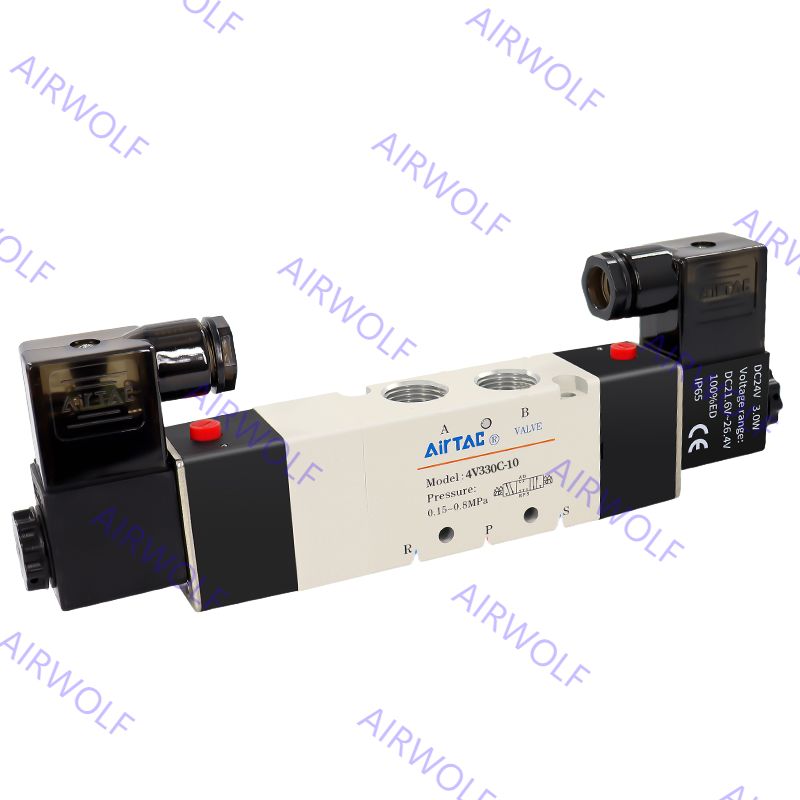 AIRTAC 4V330C-08/10, 4V330E-08/10, 4V330P-08/10 4V300 Series 5/3 way Electric Solenoid Valve 1/4", 3/8"