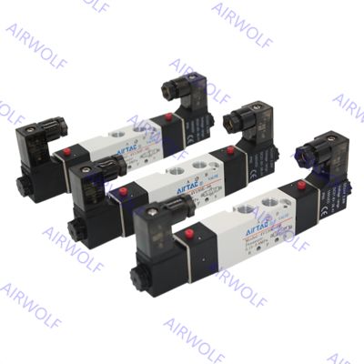 5/2 way, 5/3 way AIRTAC 4V100 Series Aluminum alloy Electric Solenoid Valves M5 1/8 with 0.15~0.8MPa Operating Pressure and -20~+70°C Working Temperature Range